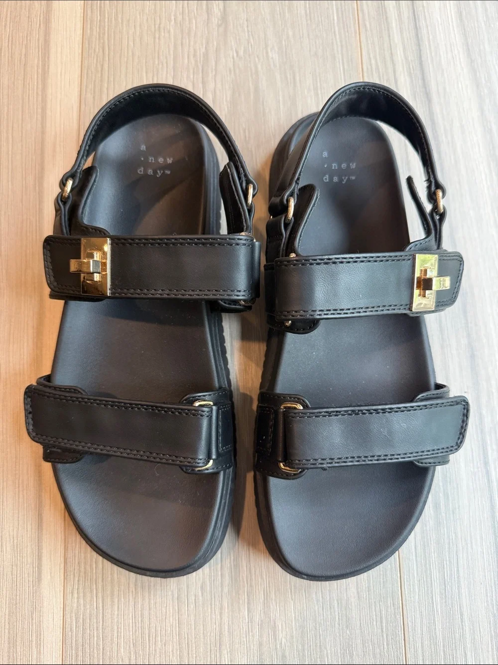 A New Day Women's Jonie  Black Ankle Strap Sandals Size 8.5